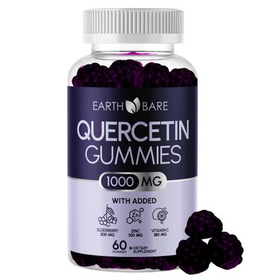 Earth Bare Quercetin Extra Strength Gummies Vitamin C Zinc Elderberry Adults, Kids Boosted Immune Support High-Potency Zinc Quercetin Gummies, Immunity Support 1 Month Supply