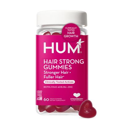 HUM Hair Strong - Daily Gummies with Biotin to Improve Hair Growth - Fo Ti, Folic Acid, Zinc, Vitamin B12 PABA to Support Healthy Hair, Skin and Nails for Women and Men (60-Count)