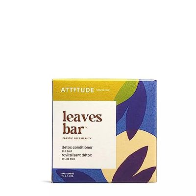 ATTITUDE Detox Conditioner Bar, Natural Origin, Ideal for Oily Hair, Damaged Hair, Jojoba Oil, Vegan, Sea Salt, 4 Oz