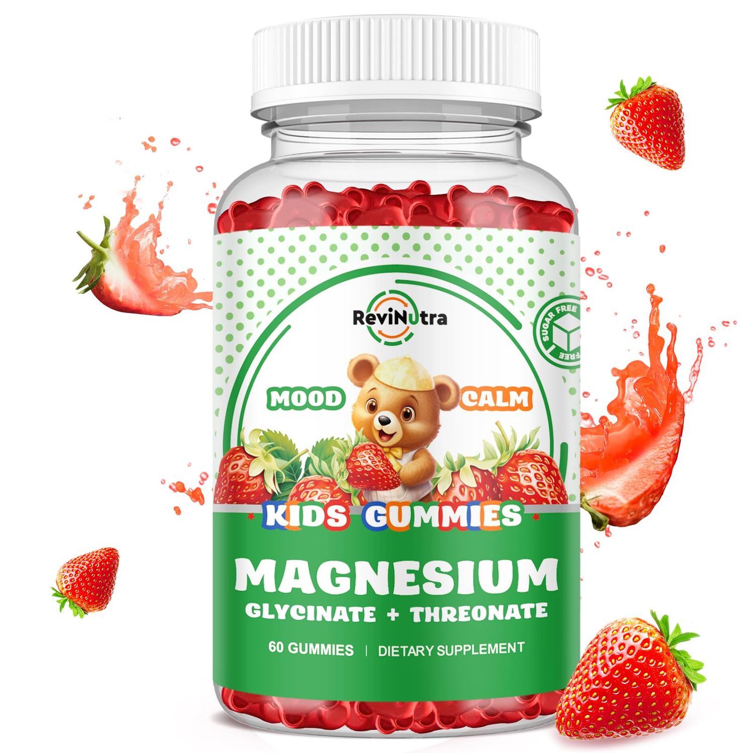 Magnesium Complex Gummies- Calm Chewable Gummies for Kids Adults- Magnesium Glycinate, Threonate Supplement-wOmega-3, Vitamin B6, D3- Support Calm Stress Relief, Bones, Mood Vegan, 60 Gummies