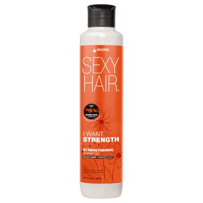 SexyHair I WANT STRENGTH Shampoo, 10.1oz 73 Less Breakage Safe for Color-Treated Hair All Hair Types