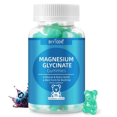 Magnesium Glycinate Gummies 500mg, Sugar-Free for Adults Kids, Magnesium Gummies for Sleep, Stress Muscle Relief, Supports Bone Nerve Health, Vegan, Pectin-Based, 60 Count, Blueberry Flavor