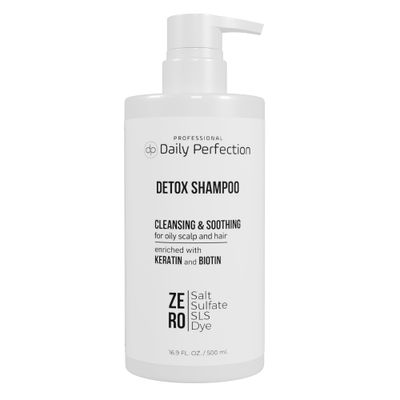 Daily Perfection Detox Shampoo to Remove Build-Up, Oil, and Dirt. Salon-Grade Formula with Biotin and Keratin, Salt-Free, Sulfate-Free, and Paraben-Free for Clean, Refreshed Hair.