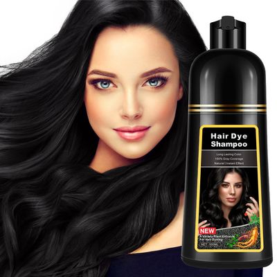 Instant Black Hair Dye Shampoo for Gray Hair 3 in 1, Natural Black Hair Shampoo for Women Men Black Colors, 100 Coverage Herbal Ingredients Long Lasting Effect Black Hair Dye 16.9 Fl Oz
