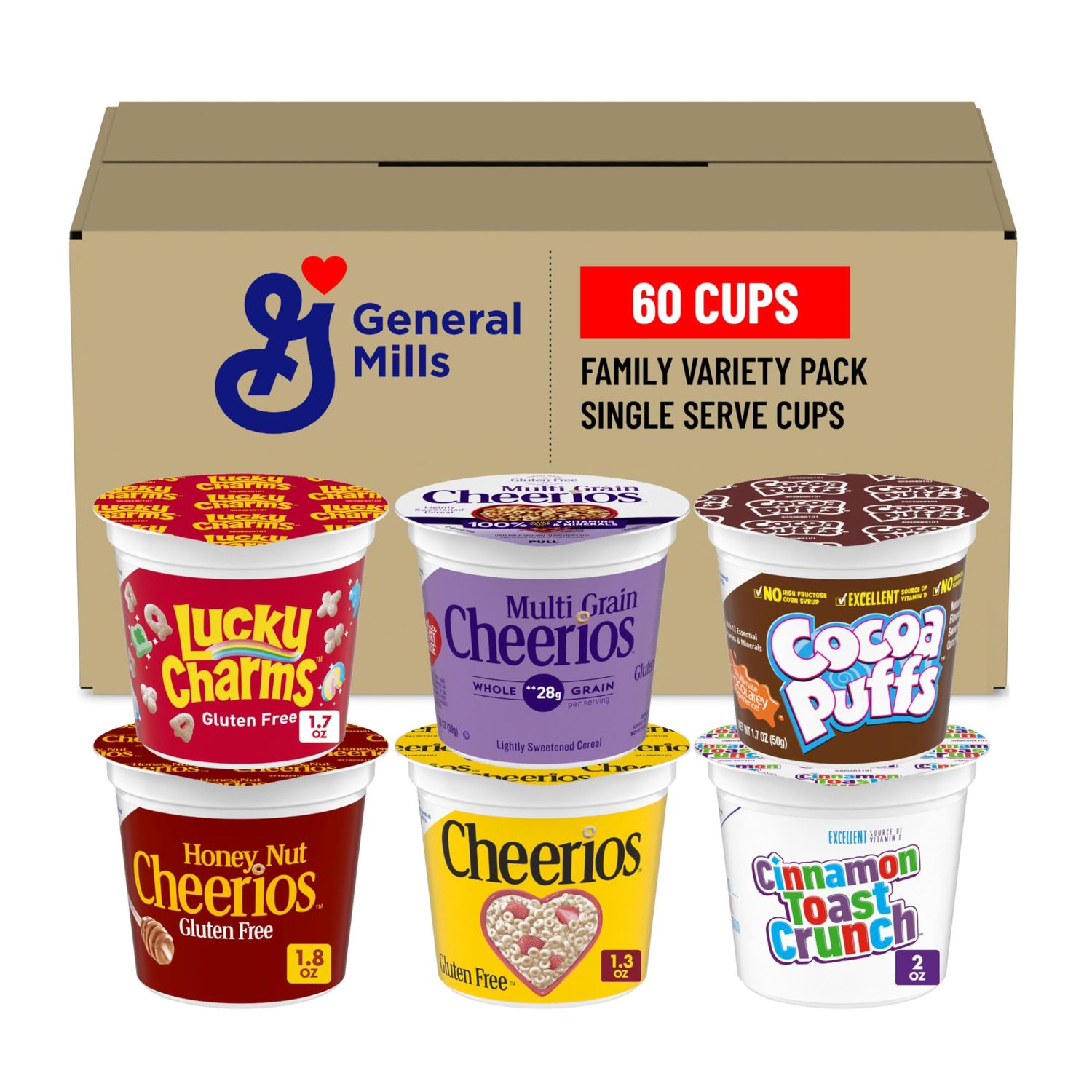 General Mills Cereals Cup Assorted Family Variety Pack (Pack of 60)
