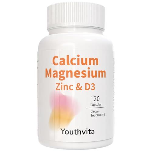 Calcium Magnesium Zinc VitaminD3 Capsules, Support Immune Bone Health, 120 Count