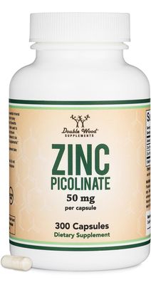 Zinc Picolinate 50mg, 300 Capsules (Immune Support) Non-GMO, Gluten Free (300 Day Supply) by Double Wood Supplements