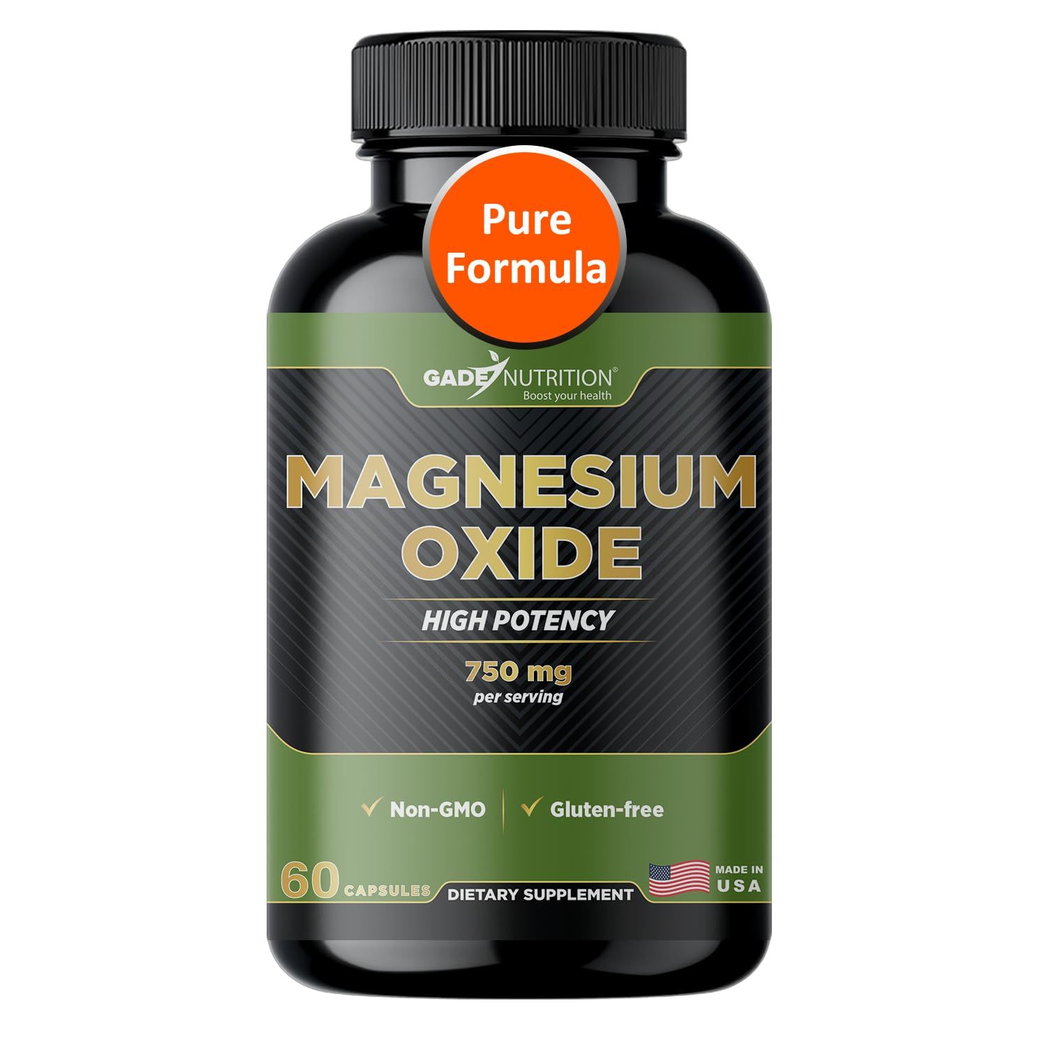 Gade Nutrition Pure Magnesium Oxide Nature Made Magnesium Supplement in Vegetable Capsules Magnesium Complex Supplement Made in USA Great Magnesium for Sleep