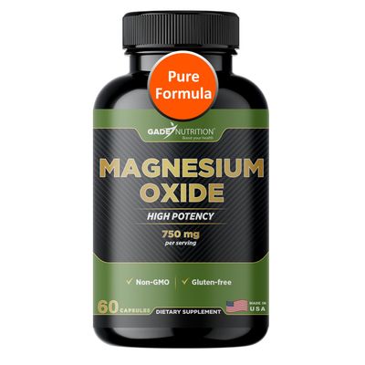 Gade Nutrition Pure Magnesium Oxide Nature Made Magnesium Supplement in Vegetable Capsules Magnesium Complex Supplement Made in USA Great Magnesium for Sleep