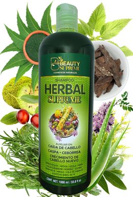 HERBAL Supreme Shampoo 33.8 fl oz Cacahuananche, Rosemary, Aloe, Neem, Horsetail, Nettle, Tepezcohuite Natural Herbs (Cacahuananche, Romero, Savila, Neem, Cola caballo, Ortiga, Tepezcohuite)