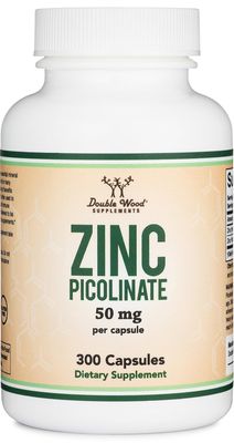 Zinc Picolinate 50mg, 300 Capsules (Immune Support) Non-GMO, Gluten Free (300 Day Supply) by Double Wood Supplements