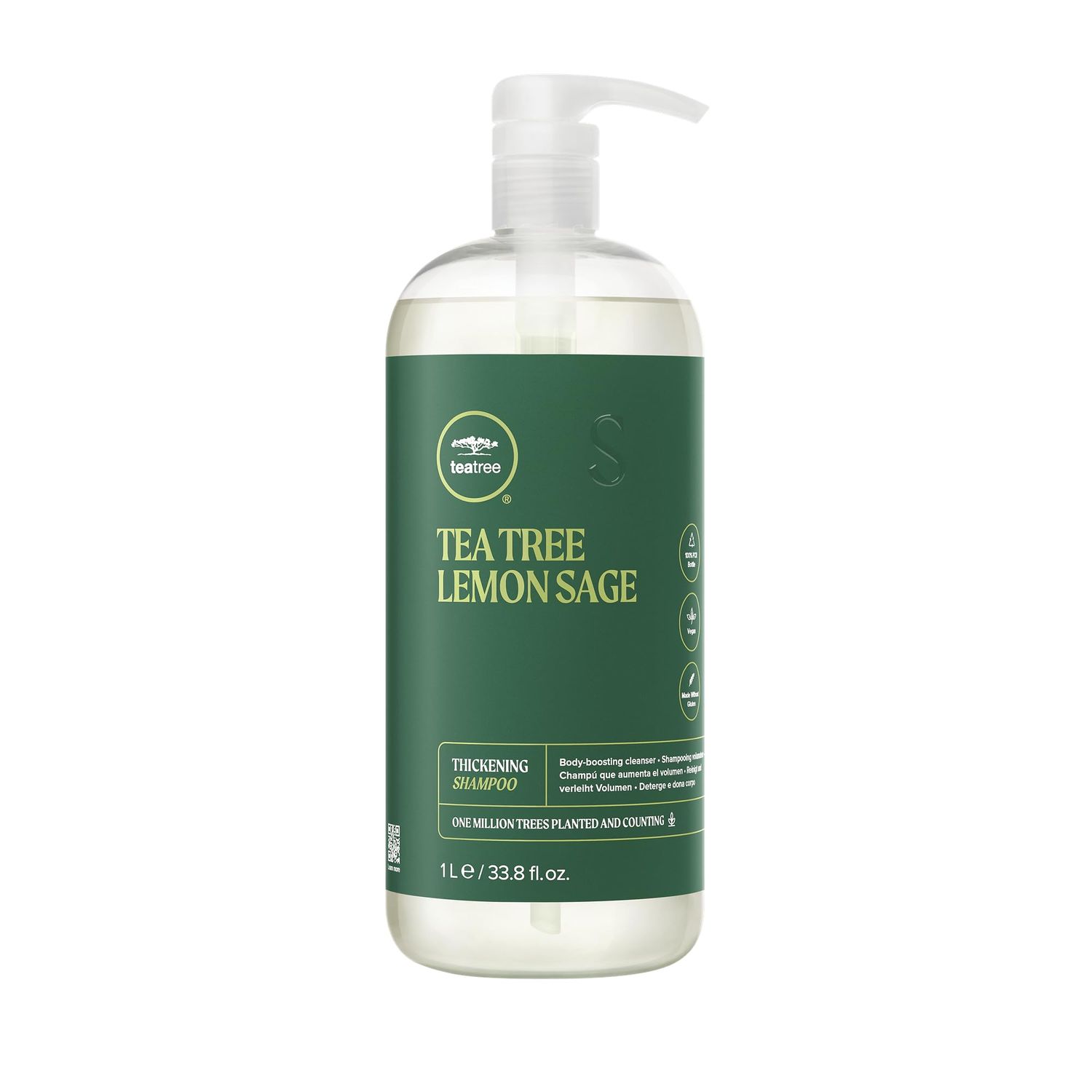 Tea Tree Lemon Sage Thickening Shampoo, Builds Body Boosts Volume, For Fine Hair, 33.8 fl. oz.