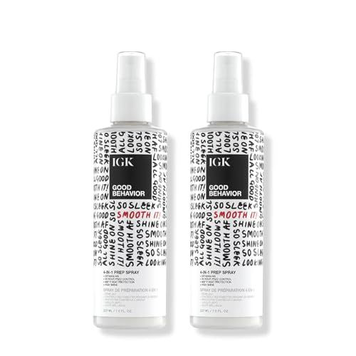 IGK GOOD BEHAVIOR 4-in-1 Prep Spray Leave In Detangle Heat Protectant Vegan Cruelty Free 7 Oz (Pack of 2)