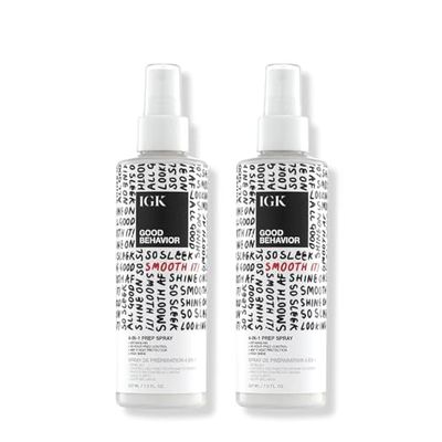 IGK GOOD BEHAVIOR 4-in-1 Prep Spray Leave In Detangle Heat Protectant Vegan Cruelty Free 7 Oz (Pack of 2)