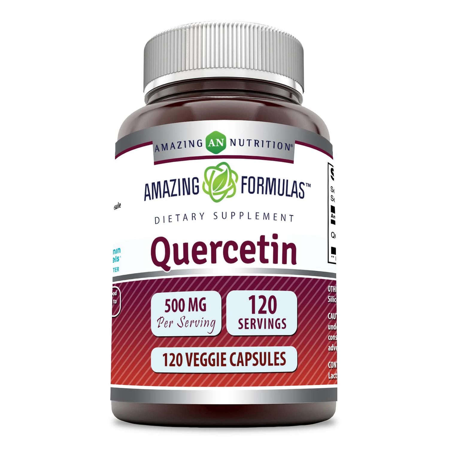 Amazing Formulas Quercetin 500mg 120 Veggie Capsules Supplement - Non-GMO - Gluten Free - Supports Overall Health Well Being