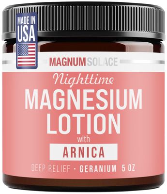 Nighttime Magnesium Lotion with Arnica - Soothing Relief Relaxation, Highly Concentrated Magnesium for Muscles Joints - Apply to Legs or Feet Before Bed - Skin-Friendly