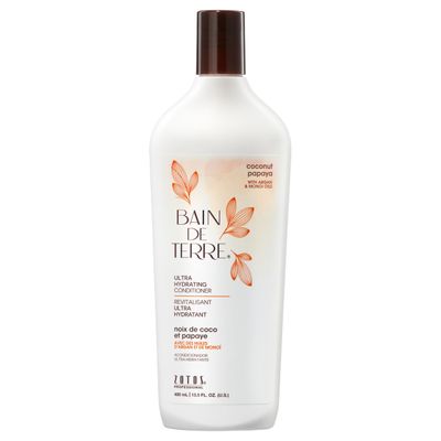 Bain de Terre Coconut Papaya Ultra Hydrating Conditioner, Moisture Quench for Dry, Damaged Hair, with Argan Monoi Oils, Paraben-Free, Color-Safe, Vegan, 13.5 Fl Oz