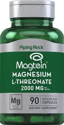 Piping Rock Magnesium L-Threonate 2000mg 90 Capsules with Magtein Non-GMO, Gluten Free Supplement