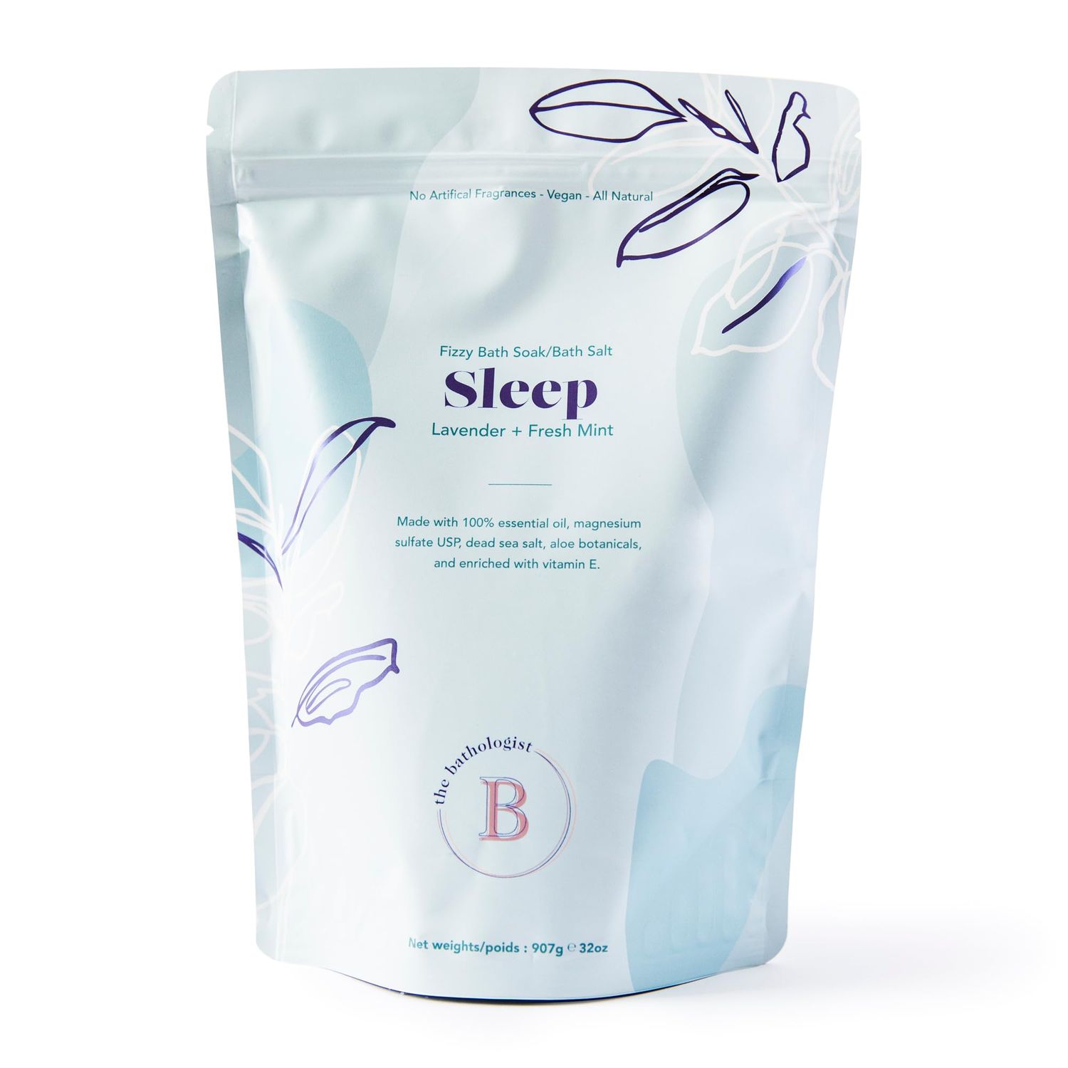The Bathologist Sleep Fizzy, Lavender Fresh Mint Bath Soak, Made with Magnesium Sulfate, Dead Sea Salt Aloe Botanicals, for Restful Sleep and Stress Relief, Approximately 5 Baths, 32 oz