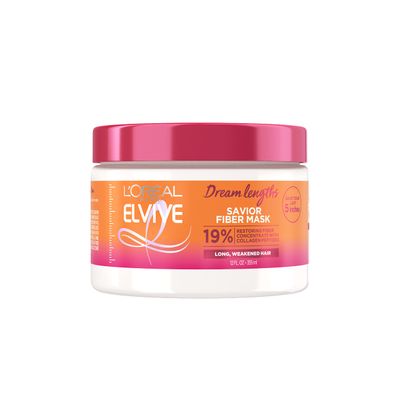 L&#39;Oreal Paris Elvive Dream Lengths Savior Fiber Hair Mask with Collagen Peptides Concentrate to Revive and Restore, 3 Min Hair Treatment Formula, 12 Fl Oz