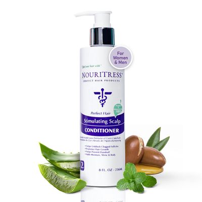 NouriTress Stimulating Scalp Conditioner - Deep Conditioner for Dry Scalp Treatment, Promotes Hair Growth, Nourishes Strengthens Hair with Peppermint Argan Oil, Reduces Split Ends Breakage - 8oz