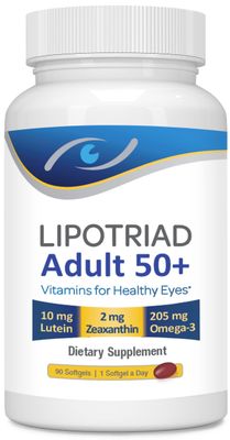 Lipotriad Adult 50 Eye Vitamin and Mineral Supplement w10mg Lutein, Zeaxanthin, Omega 3, Vitamin C, E, Zinc Copper, 1 Per Day, 90 Softgels - 3mo Supply