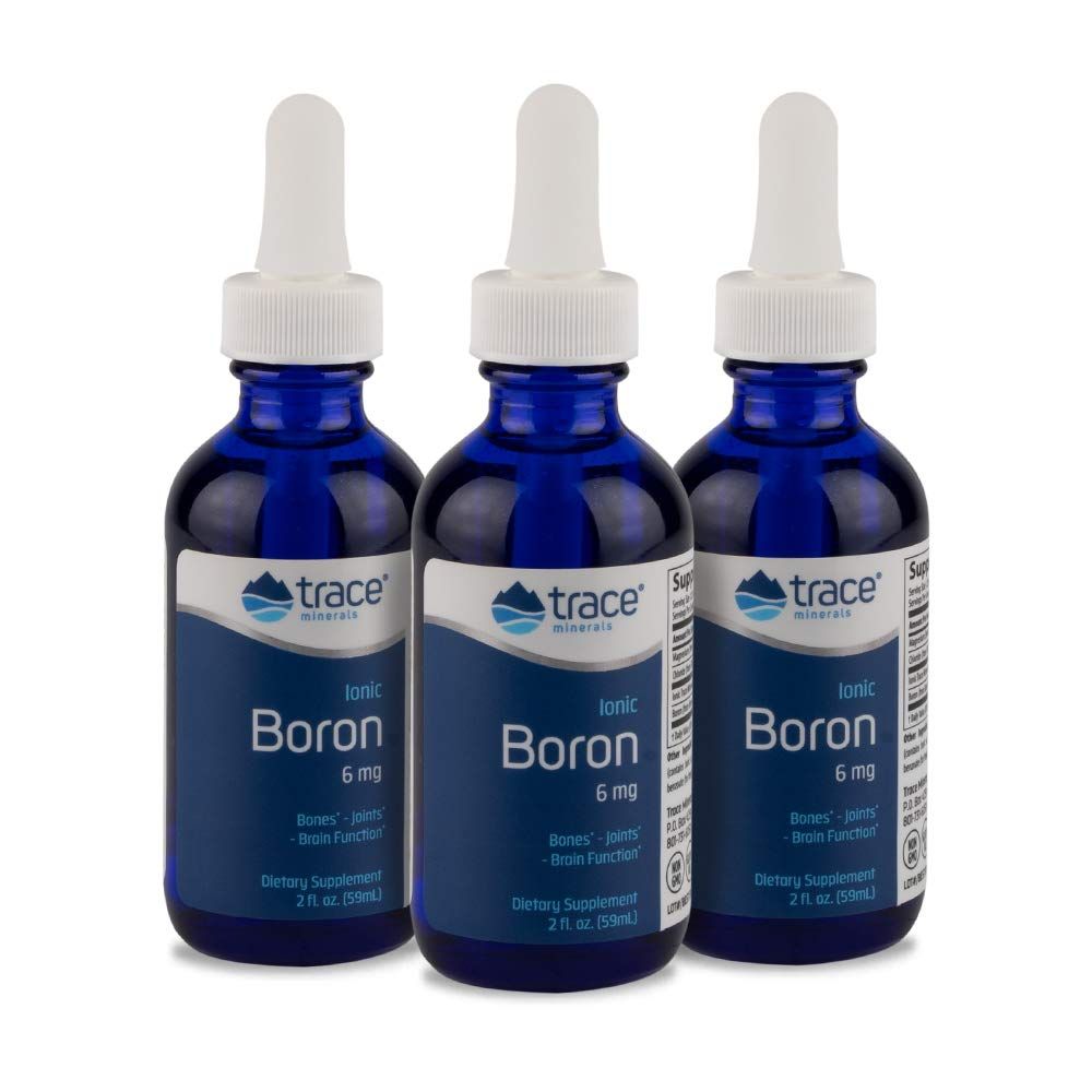 Trace Minerals Liquid Ionic Boron 6 mg Boron Supports Normal Bone Metabolism, Brain Function Joints with Ionic Trace Minerals, Magnesium Chloride 144 Servings, 2 fl oz (3 Pack)