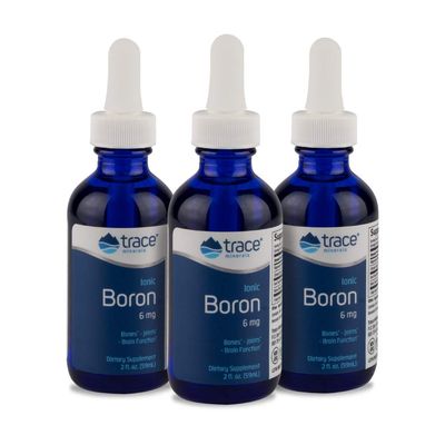 Trace Minerals Liquid Ionic Boron 6 mg Boron Supports Normal Bone Metabolism, Brain Function Joints with Ionic Trace Minerals, Magnesium Chloride 144 Servings, 2 fl oz (3 Pack)
