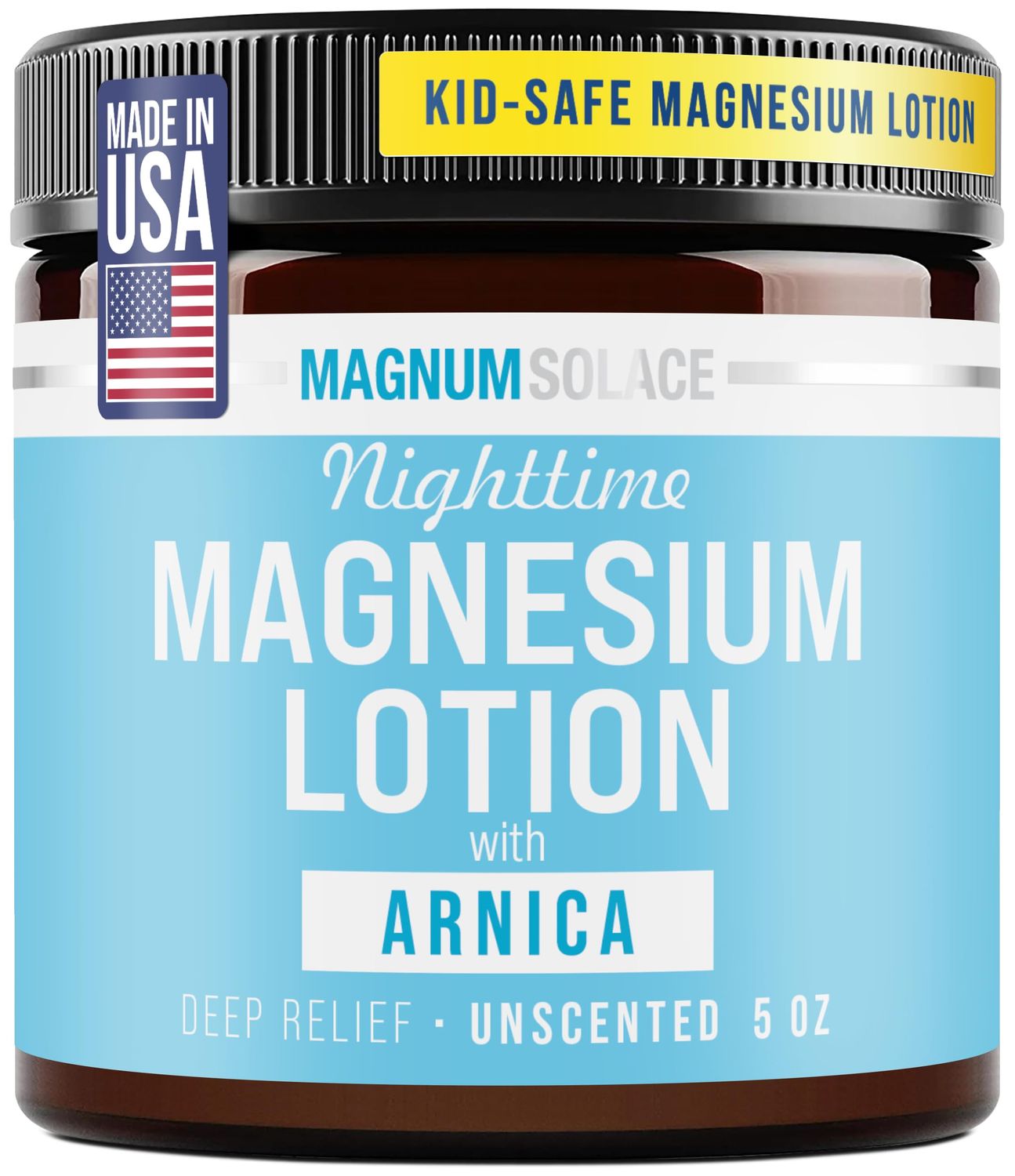 Nighttime Magnesium Lotion for Kids - with Arnica - Soothing Relief Relaxation, Highly Concentrated Magnesium for Muscles - Apply to Legs or Feet Before Bed - Skin-Friendly for Babies and Kids
