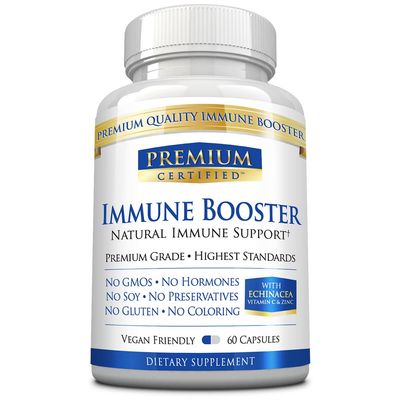 Premium Certified Immune Booster - Immune System Support Supplement - Vitamins A, C, D3 E, Echinacea, Mushroom Complex, Zinc Plus BioPerine - 60 Vegan Capsules - Made in The USA