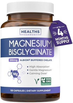 High Absorption Magnesium Bisglycinate Capsules - Clinically Validated Buffered and Chelated Magnesium Supplement - 1 Daily Vegan Capsule with Lab Verified Gentle Magnesium 200mg (4 Month Supply)