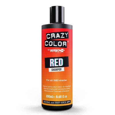 Crazy Color Red Colored Shampoo To Refresh and Prolong Semi-Permanent Color Treated Hair 250ml