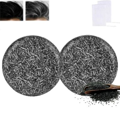 2Pcs Gray Hair Reverse Bar, Black Soap for Gray Beard, Mane Grey Reverse Soap for Men Women, Natural Darkening Bar Shampoo for Hair Hydrating Moisturizing