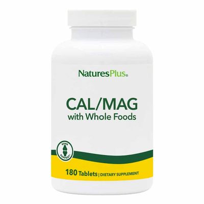 NaturesPlus Source of Life CalMag Mineral Supplement- 500 mg Calcium, 250 mg Magnesium, 180 Vegetarian Tablets - Whole Food Supplement, Promotes Bone Health - Gluten-Free - 90 Servings