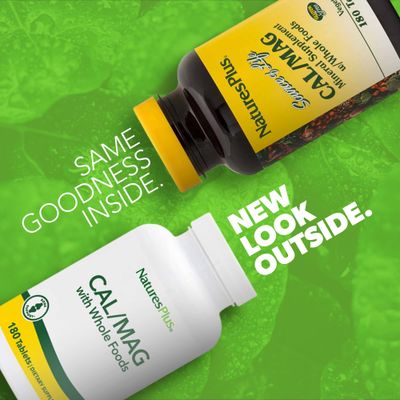 NaturesPlus Source of Life CalMag Mineral Supplement- 500 mg Calcium, 250 mg Magnesium, 180 Vegetarian Tablets - Whole Food Supplement, Promotes Bone Health - Gluten-Free - 90 Servings