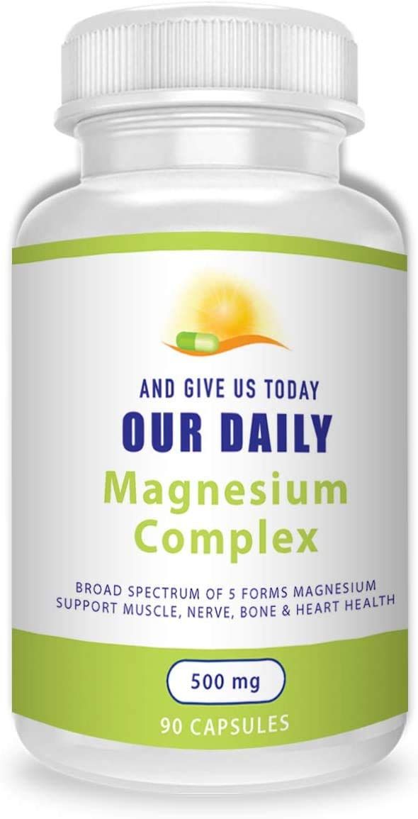 Magnesium Complex Supplement (500mg 90 Capsules) - Magnesium Blend with Aspartate, Oxide, Glycinate, Gluconate Citrate - High Absorption Non GMO