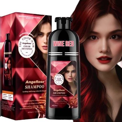 AngeRose Hair Color Shampoo, Hair Dye Shampoo, 100 Instant Grey Hair Coverage, 3 in 1 Function Herb Ingrident Shampoo for Men and Women (Wine Red, 400 ML)