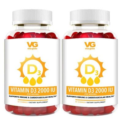 VitaGlobe Vitamin D3 10,000IU 250mcg with Zinc and Echinacea Gummy - Supports Healthy Immune System, Strong Bones, Teeth and Muscles, 120 Count (Pack of 2)