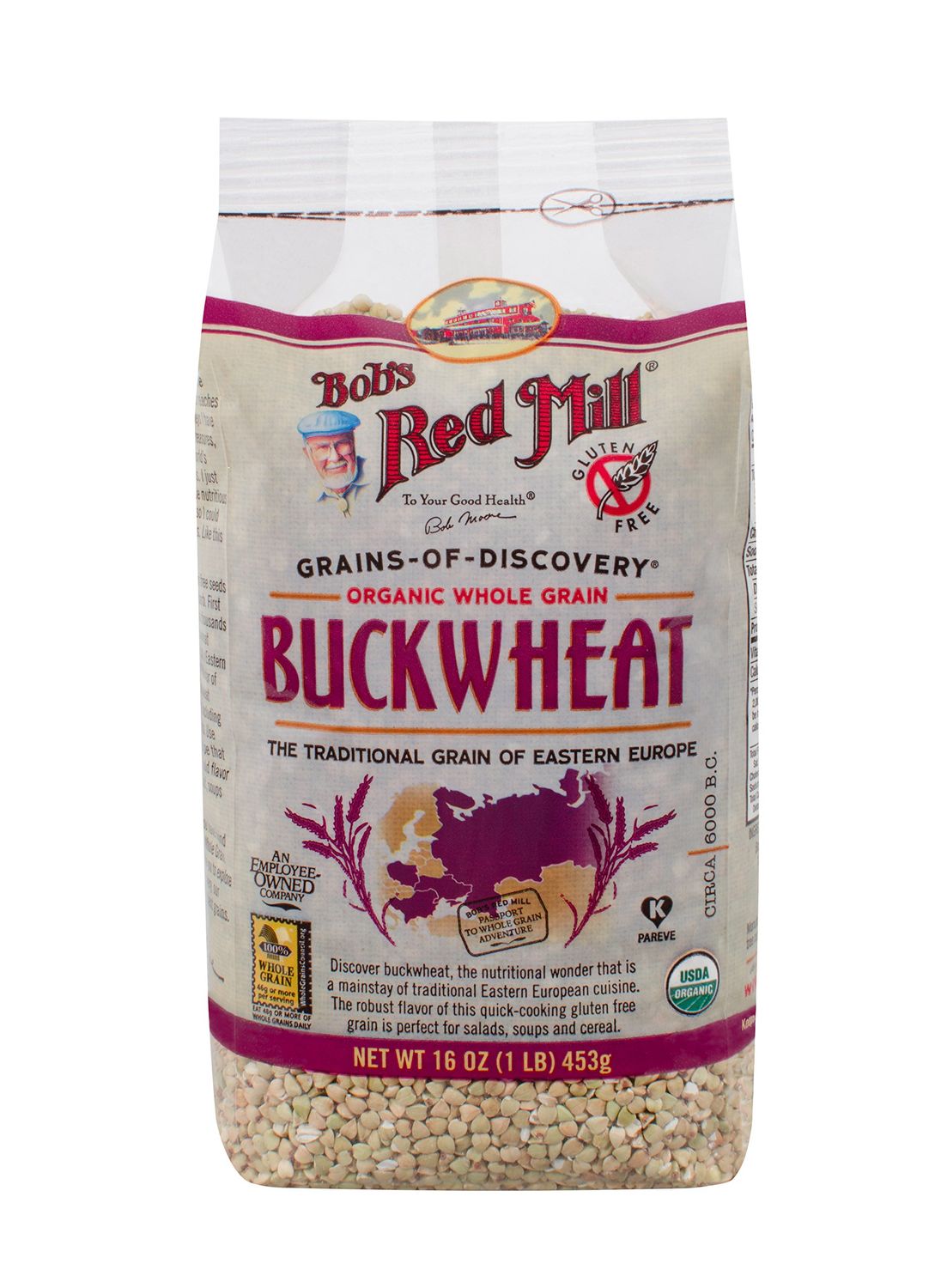 Bob&#39;s Red Mill, Organic Whole Grain Buckwheat Groats, Gluten Free, 16 Ounce (453 g)