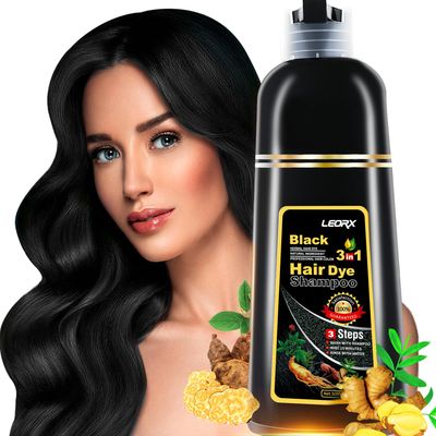 Leorx Black Hair Dye - 3 In 1 Instant Herbal Coloring Shampoo For Gray Hair - Women Men - Shampoo Para Canas Mujer