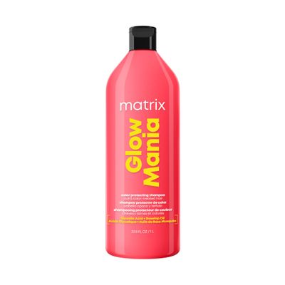 MATRIX Glow Mania Shampoo - Enhances Shine, Preserves and Protects Color Vibrancy, For Dull and Color-Treated Hair, Sulfate-Free, With Glycolic Acid Rosehip Oil, 33.8 Fl Oz