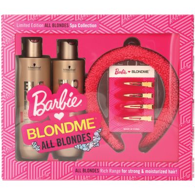 BlondMe x BARBIE Home Spa Collection - All Blondes Kit - Nourishing and Hydrating Treatment for Shiny Hair - Moisturizing Shampoo for Normal to Coarse Color Treated and Natural Blonde Hair