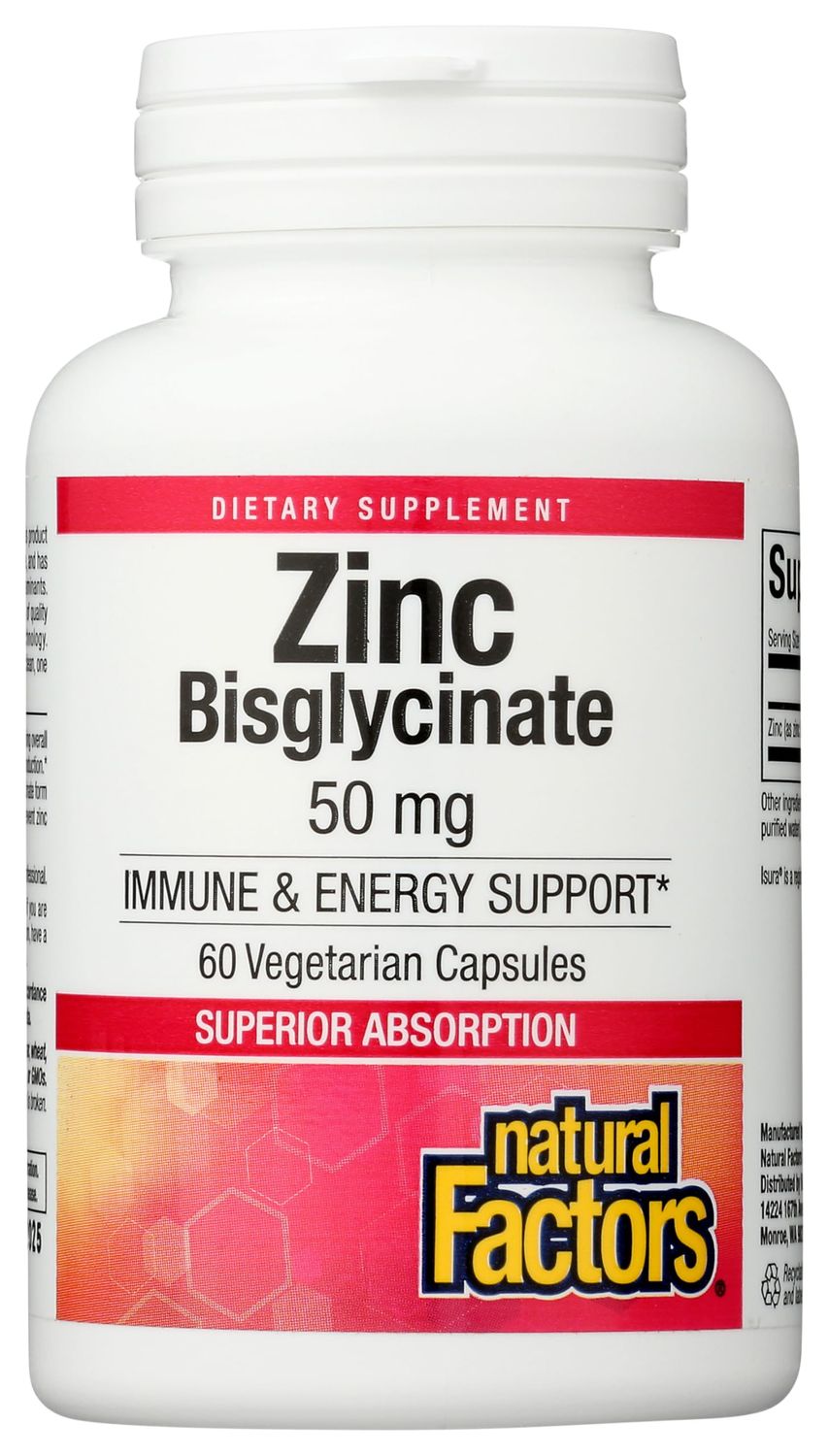 Natural Factors Zinc Bisglycinate, 50 mg, 60 Vegetarian Capsules