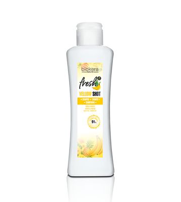 SALERM - Repair Shampoo Yellow Shot - Biokera Fresh - 300 ml - Repairs and Protects - For Shiny, Frizz-Free Hair - Sulfate-Free and Paraben-Free Shampoo
