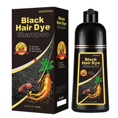 Natural Black Hair Shampoo, Black Hair Dye, Hair Dye Shampoo 3 in 1, Black Hair Dye Shampoo for Men Women, 100 Gray Coverage, Instant Black Hair Dye for All Hair Types 16.9 Fl Oz (Black)