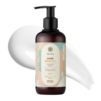 HairTry - Shine Brightly Emollient Conditioner for High-Porosity Hair - Nourishing Watermelon Seed Oil - Rejuvenating Borage Seed Oil - Net 5.88 Fl. Oz 250 ml