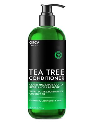 Orca Beauty Tea Tree Conditioner, 16oz - Hydrating and Invigorating Natural Conditioner for Men Women with Oily Hair and Dry Scalp, Enriched with Vitamin E, Coconut Oil, Silk Proteins, and Rosemary