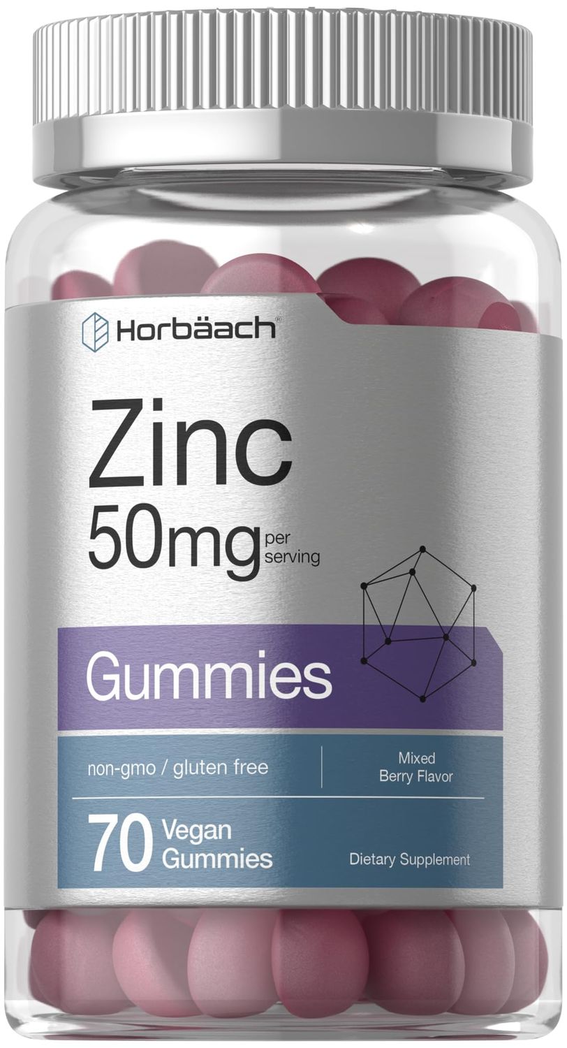 Horb ach Zinc 50mg 70 Gummies Mixed Berry Flavor Vegan, Non-GMO and Gluten Free Formula Zinc Citrate Dietary Supplement