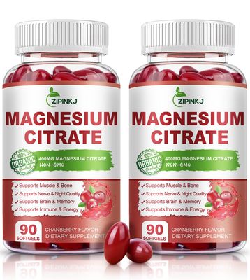 Magnesium Citrate Supplements for WomenMen, Magnesium Citrate 400mg with Vitamin D3, Vitamin B6 and Cranberry Extract High Absorption, Improved Night Quality Muscle Bone, 180-Count, 90 Days Supply