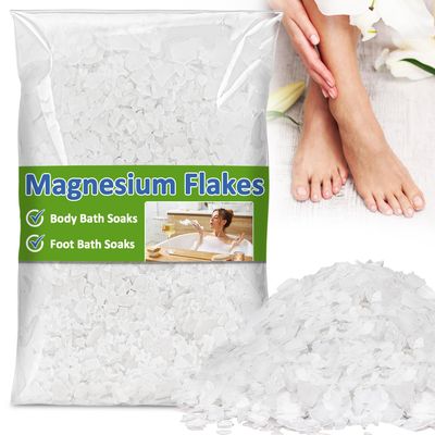 430g Natural Magnesium Chloride Flakes - MAQIHAN Pure Magnesium Bath Flakes,Bath Soakor Foot Soak Salt Relaxation for Foot,Body